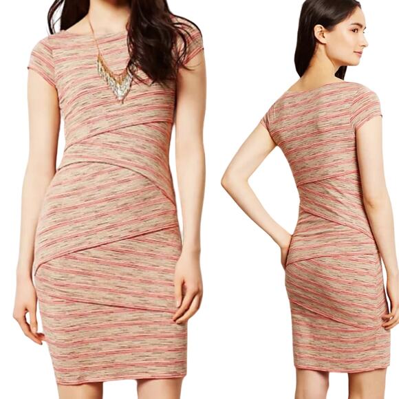Anthropologie Bailey 44 Sorrell Dress Tiered Striped Bodycon Mini Womens XS - Picture 1 of 7